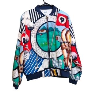 Line-Up Vintage Golf Theme Nylon Windbreaker Jacket Banded Hem